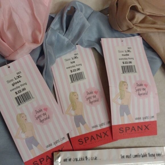 NWT Spanx Underwear bundle Four Thongs Gloss pink Ice blue Nude and Black L/XL - Picture 6 of 10